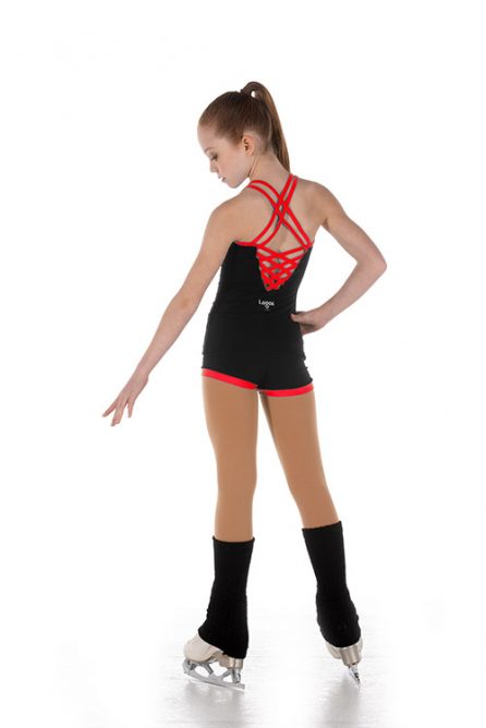 Best figure skating outfit with black and red shorts and tank top