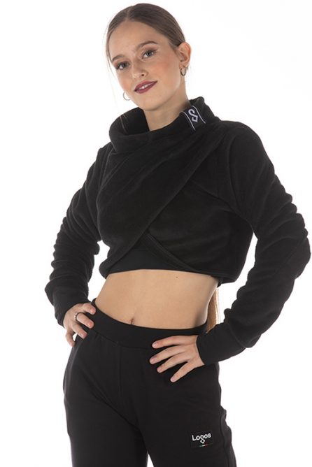 Teddy plush cropped sweatshirt black Figure Skating Wear LOGOS